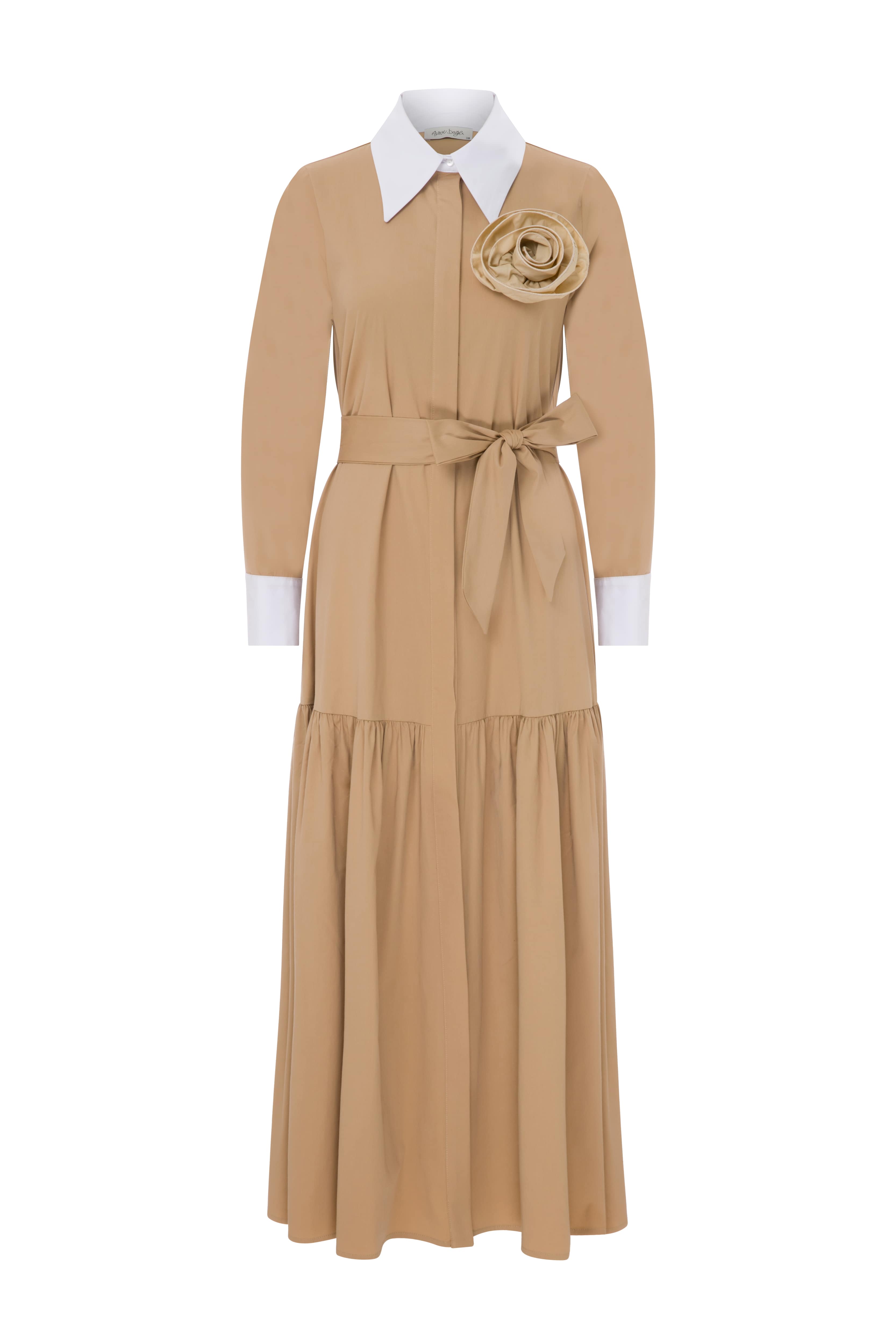 MAGGI Poplin Oversized Beige Dress